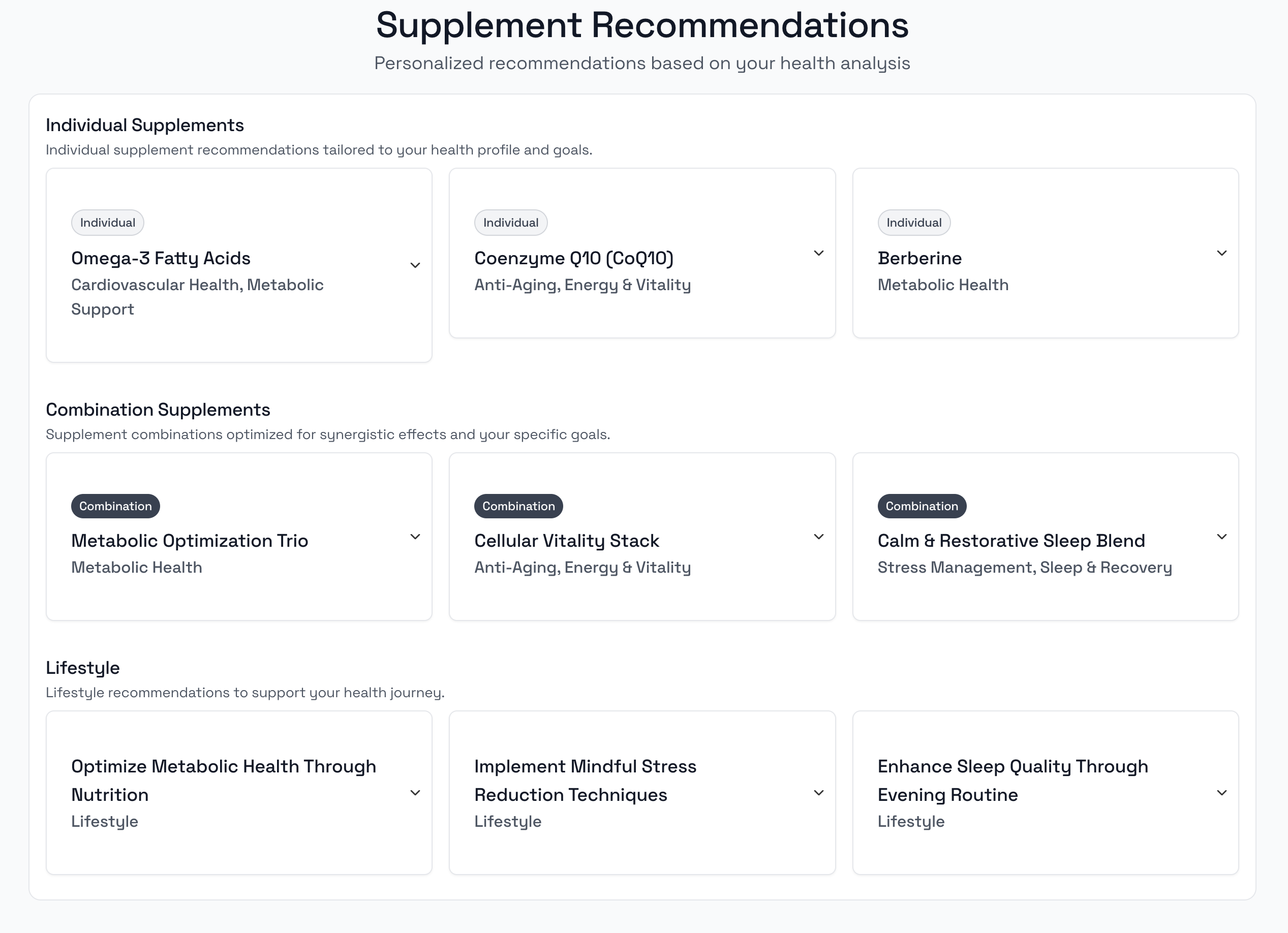Personalized supplement and lifestyle recommendations